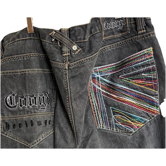 Coogi Men Jean Black Sz 42/35 Embroidered Grunge Goth Skater Punkcore Gothrock - Picture 3 of 8